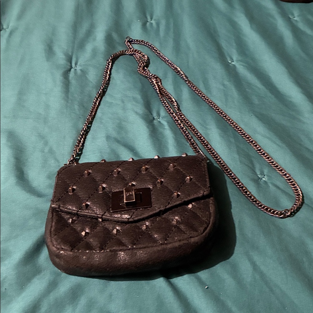 Chic Black Studded Crossbody Bag